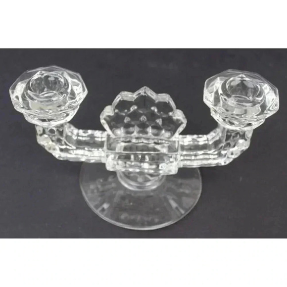 VINTAGE Antique Victorian Glass 2 ARM CASTLE Medieval Gothic CANDLESTICK HOLDER - Picture 2 of 3